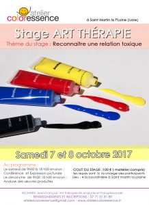 relation toxique : conférence et week-end d'art thérapie octobre 2017 avec Jean François Richard Atelier Coloressence